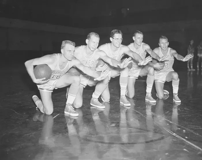 Framed Print : Members of Minneapolis Lakers