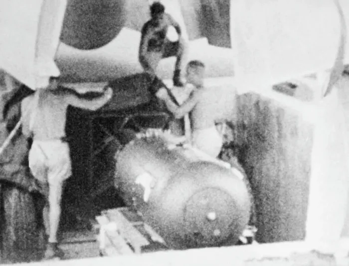 Framed Print : Men Around Bomb That Dropped On Hiroshim Framed Print : Men Around Bomb That Dropped On Hiroshim