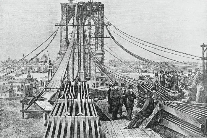 Framed Print : Men Building Brooklyn Bridge Framed Print : Men Building Brooklyn Bridge