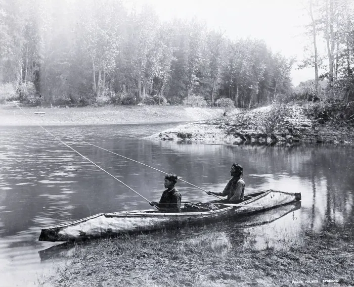 Framed Print : Men In Canoe Fish (Presumably For Food?) Framed Print : Men In Canoe Fish (Presumably For Food?)