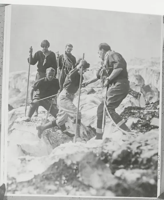 Framed Print : Men Canvassing Mount Rainier for Finds Framed Print : Men Canvassing Mount Rainier for Finds