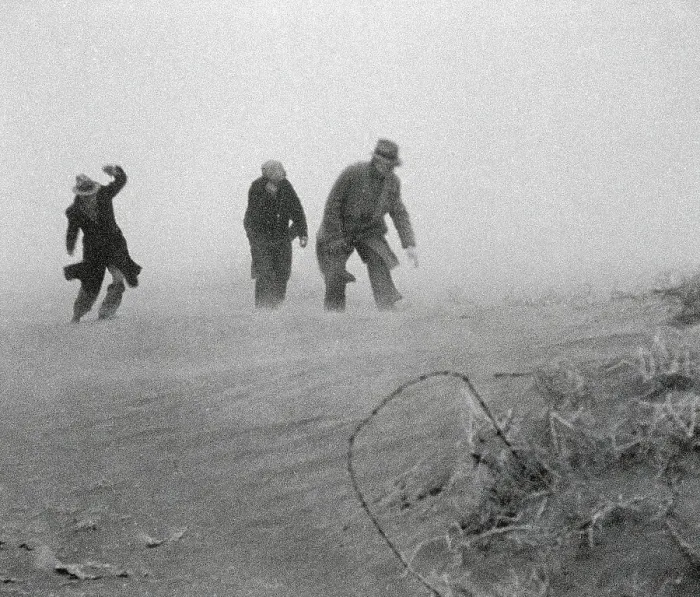 Framed Print : Men Caught in a Dust Storm During the Dust Bowl Framed Print : Men Caught in a Dust Storm During the Dust Bowl