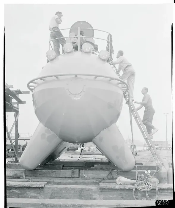 Framed Print : Men Climbing Aboard a Submarine Framed Print : Men Climbing Aboard a Submarine
