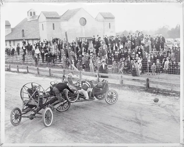 Framed Print : Men Competing in an Auto Polo Game Framed Print : Men Competing in an Auto Polo Game