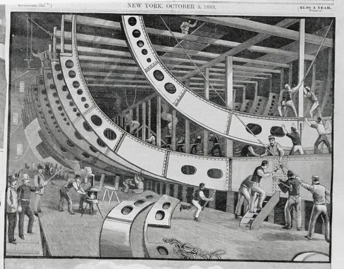 Framed Print : Men Constructing Warship Framed Print : Men Constructing Warship
