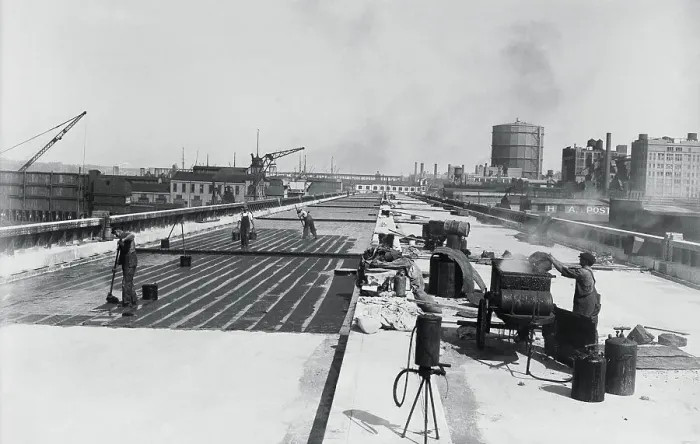 Framed Print : Men Constructing the West Side Motor Highway Framed Print : Men Constructing the West Side Motor Highway
