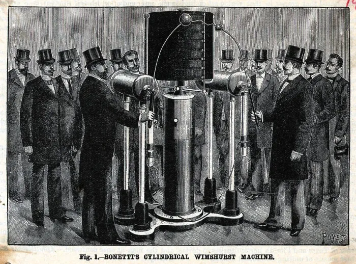 Framed Print : Men Demonstrating Electric Generator Framed Print : Men Demonstrating Electric Generator