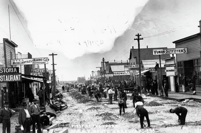 Framed Print : Men Digging in Streets During Gold Rush Framed Print : Men Digging in Streets During Gold Rush