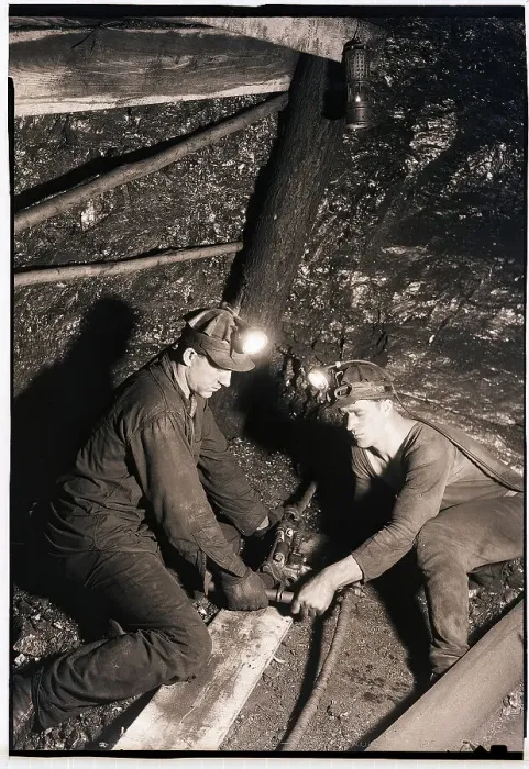 Framed Print : Men Drilling in a Coal Mine Framed Print : Men Drilling in a Coal Mine