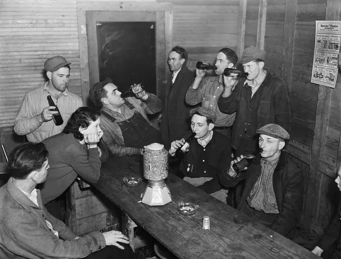 Framed Print : Men Drinking Beer At Riverview Inn Framed Print : Men Drinking Beer At Riverview Inn