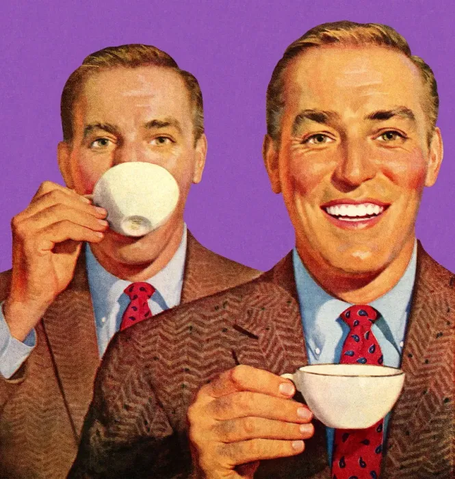 Framed Print : Two Men Drinking Coffee Framed Print : Two Men Drinking Coffee