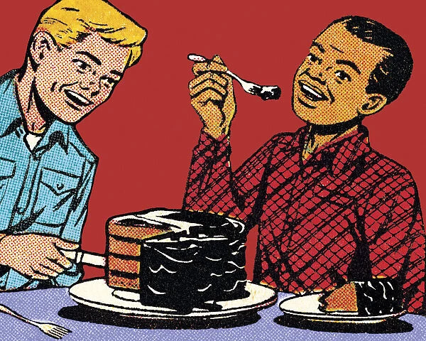 Two Men Eating Cake