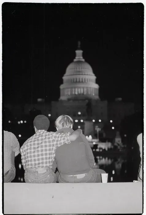 Framed Print : Men Embracing During AIDS Vigil Framed Print : Men Embracing During AIDS Vigil