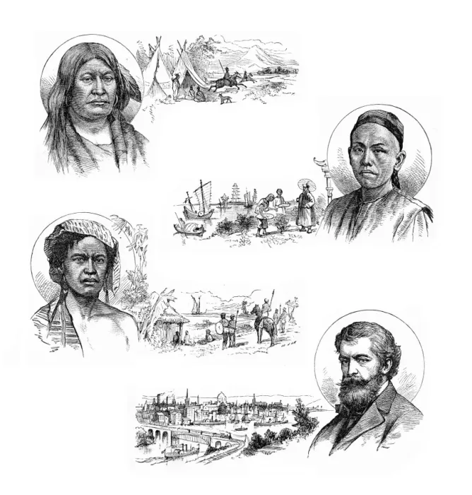 Framed Print : Men ethnicities Engraving 1883 Framed Print : Men ethnicities Engraving 1883