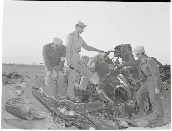 Framed Print : Men Examining Wreckage Framed Print : Men Examining Wreckage