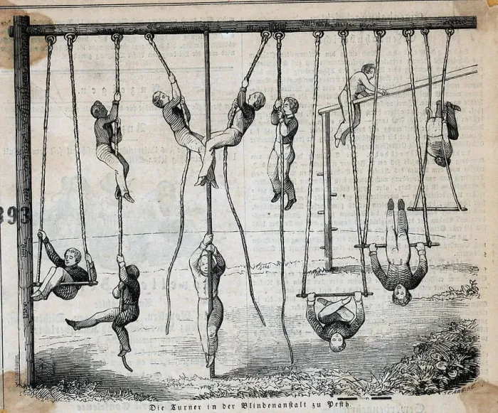 Framed Print : Men Exercise By Climbing Ropes Framed Print : Men Exercise By Climbing Ropes