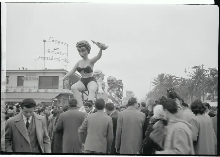 Framed Print : Men Gathering Around a Paper-Mache Float