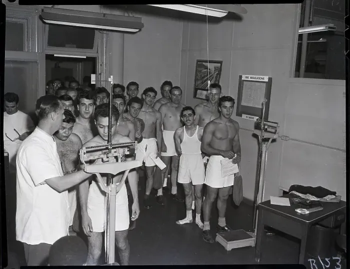 Framed Print : Men Getting Physicals For Army Framed Print : Men Getting Physicals For Army
