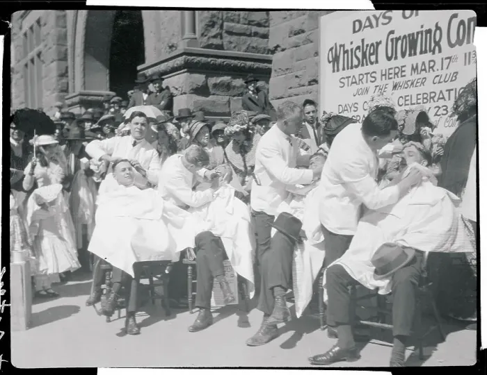 Framed Print : Men Getting a Shave Framed Print : Men Getting a Shave