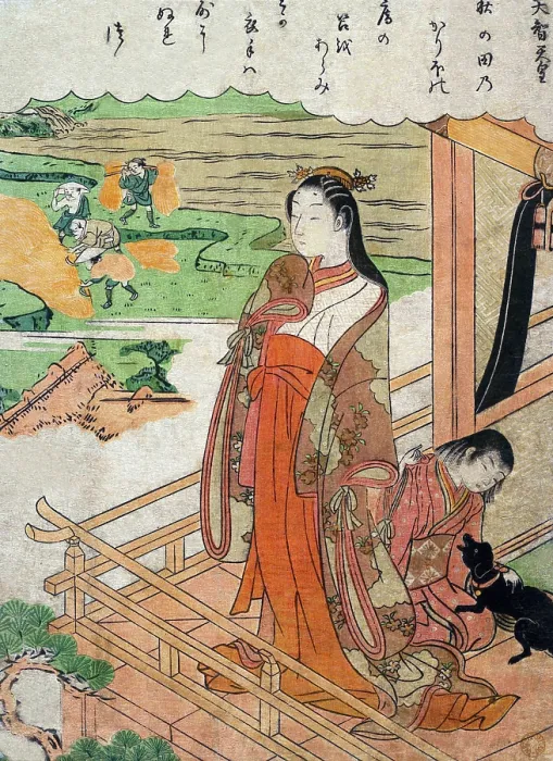 Framed Print : Men harvest rice, child pets dog, woman shows sympathy Framed Print : Men harvest rice, child pets dog, woman shows sympathy