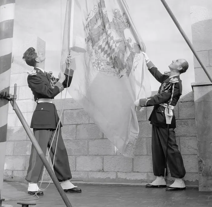 Framed Print : Men Hoisting the Royal Flag Framed Print : Men Hoisting the Royal Flag