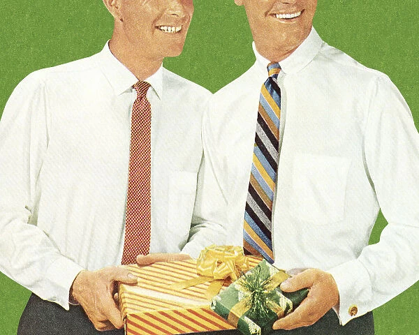 Two Men Holding Gifts