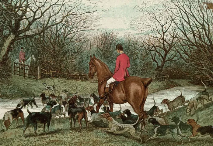 Framed Print : Men on Hunting Trip Using Dogs Framed Print : Men on Hunting Trip Using Dogs