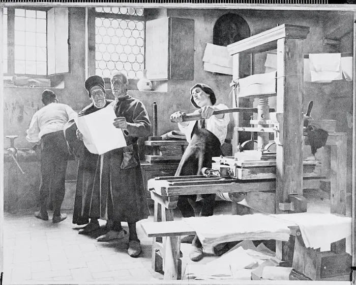 Framed Print : Men Inspecting Proofs Framed Print : Men Inspecting Proofs