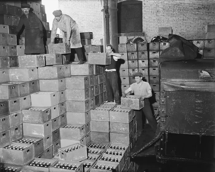 Framed Print : Men Loading Beer into Trucks Framed Print : Men Loading Beer into Trucks