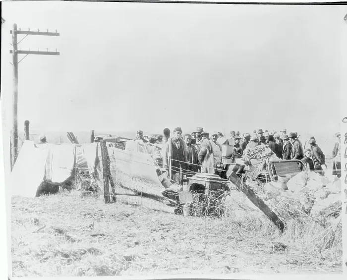 Framed Print : Men Making Camps Alongside a Highway Framed Print : Men Making Camps Alongside a Highway