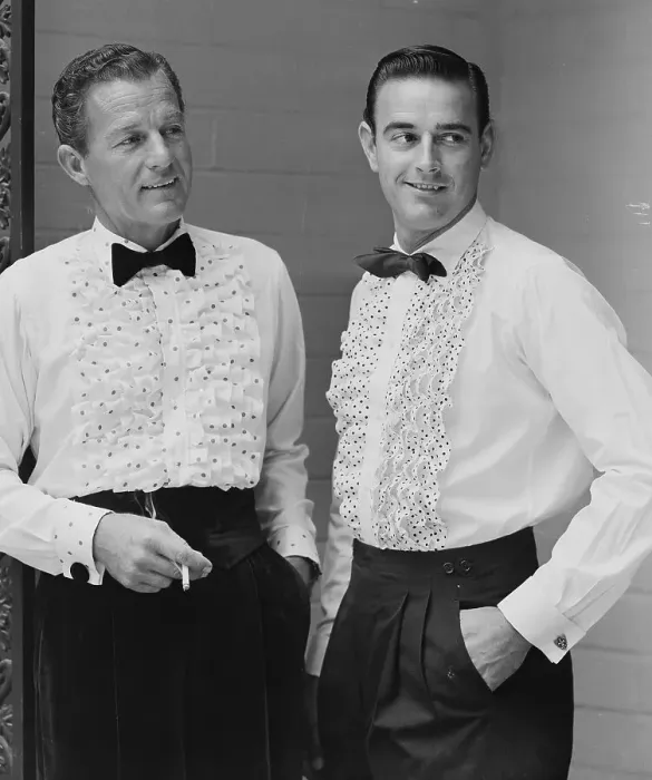 Framed Print : Two Men Modeling Bosom Shirts Framed Print : Two Men Modeling Bosom Shirts