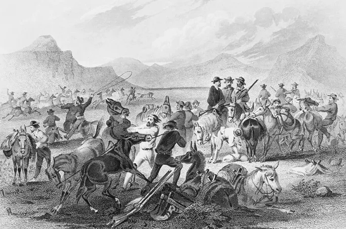 Framed Print : Men In Mountains Drinking; Engraving Framed Print : Men In Mountains Drinking; Engraving