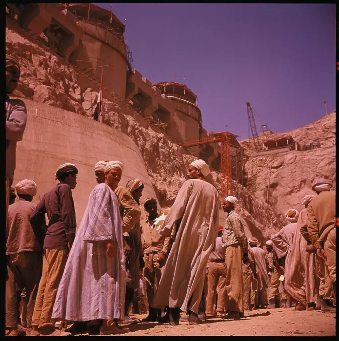 Framed Print : Men Near Dam Entrance Site Framed Print : Men Near Dam Entrance Site