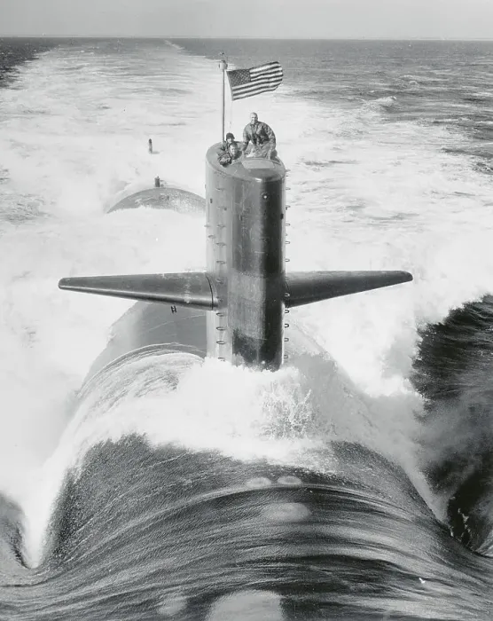 Framed Print : Men on Nuclear Submarine in Ocean Framed Print : Men on Nuclear Submarine in Ocean