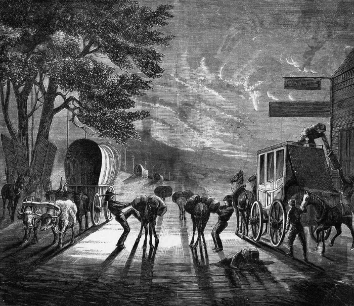 Framed Print : Men Packing Mules And Stagecoach Framed Print : Men Packing Mules And Stagecoach