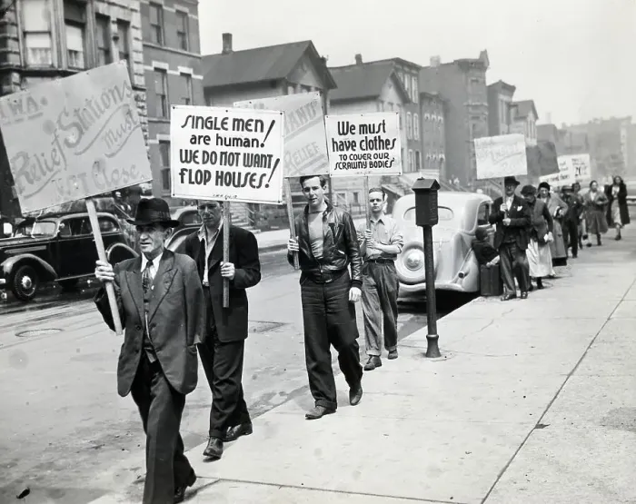 Framed Print : Men Picket W / Signs / Iwa Relief Station Framed Print : Men Picket W / Signs / Iwa Relief Station