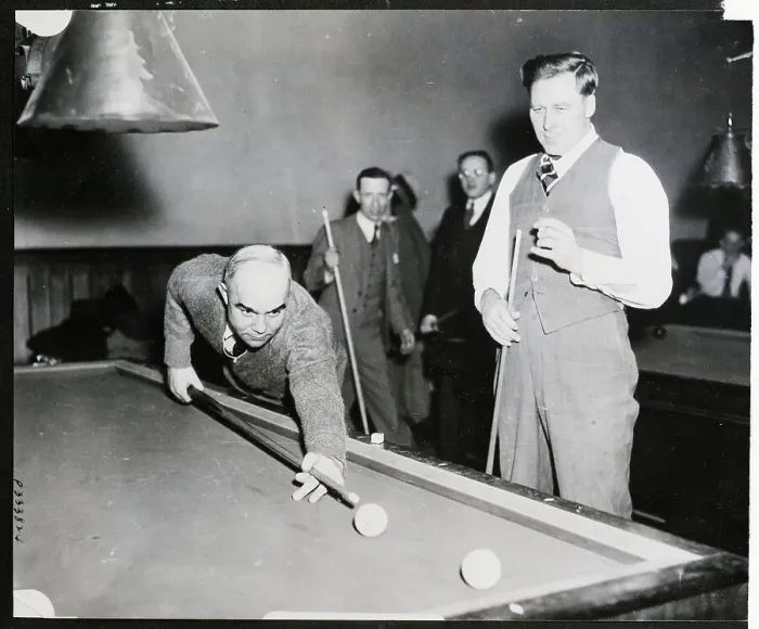 Framed Print : Men Playing Billiards While Others Watch Framed Print : Men Playing Billiards While Others Watch
