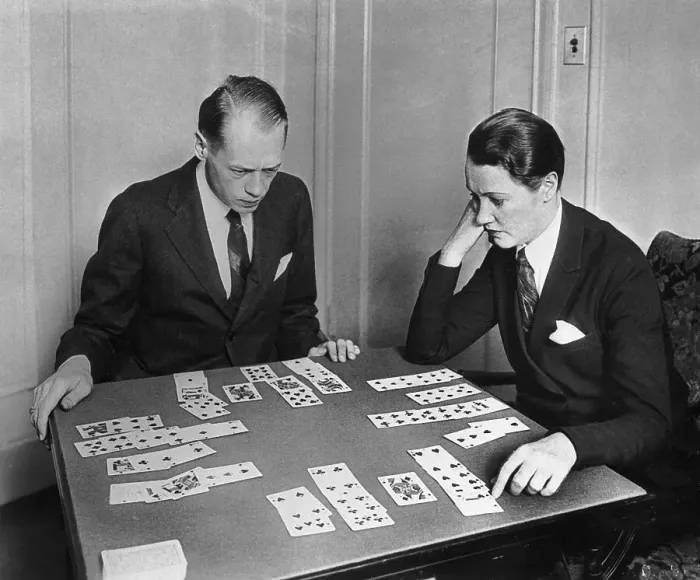 Framed Print : Men playing bridge