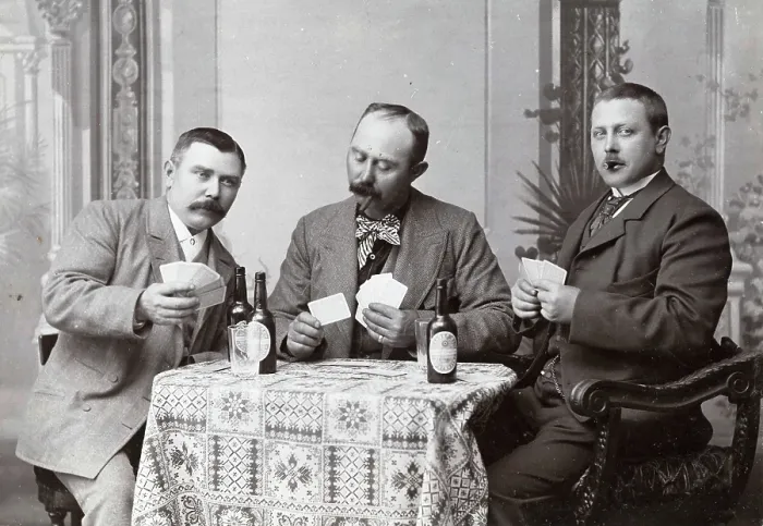 Framed Print : Three men playing cards Framed Print : Three men playing cards