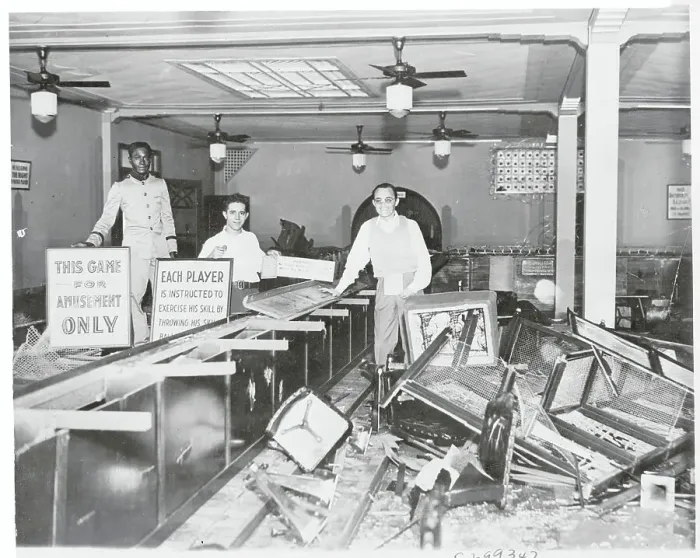 Framed Print : Men Posing in Destroyed Night Club Framed Print : Men Posing in Destroyed Night Club