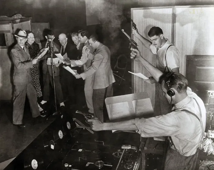 Framed Print : Men Providing Sound Effects Framed Print : Men Providing Sound Effects