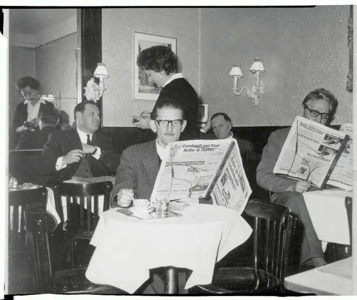 Framed Print : Men Reading Newspapers in Vienna Coffeehouse