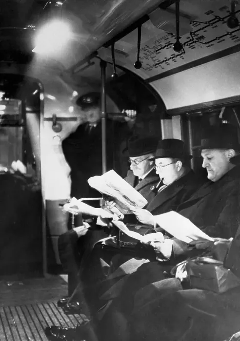 Framed Print : Men Reading in Subway Car Framed Print : Men Reading in Subway Car