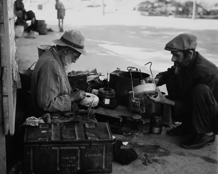 Framed Print : Men Repairing Stoves On The Roadside Framed Print : Men Repairing Stoves On The Roadside