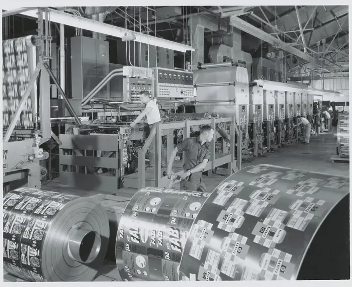 Framed Print : Men Rolling Out Aluminum Foil Framed Print : Men Rolling Out Aluminum Foil