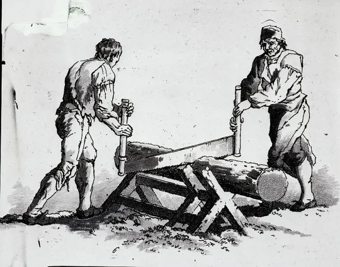 Framed Print : Two Men Sawing A Log Framed Print : Two Men Sawing A Log