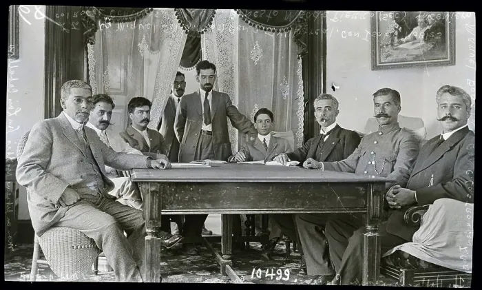 Framed Print : Men Seated At Table; Peace Conference Framed Print : Men Seated At Table; Peace Conference