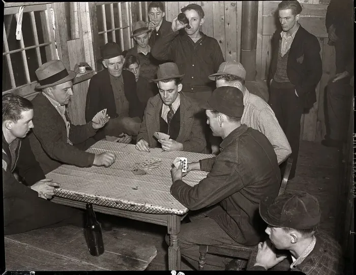 Framed Print : Men Seated at Table Playing Cards Framed Print : Men Seated at Table Playing Cards