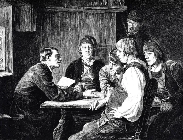 Framed Print : Men sitting at table, discussing Framed Print : Men sitting at table, discussing