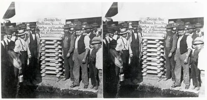 Framed Print : Men Stand By Sign; 5000 Lbs Bullion Framed Print : Men Stand By Sign; 5000 Lbs Bullion